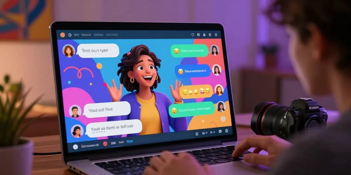 Engaging NSFW character AI interaction with vibrant visuals and playful chat bubbles, emphasizing immersive user experience.