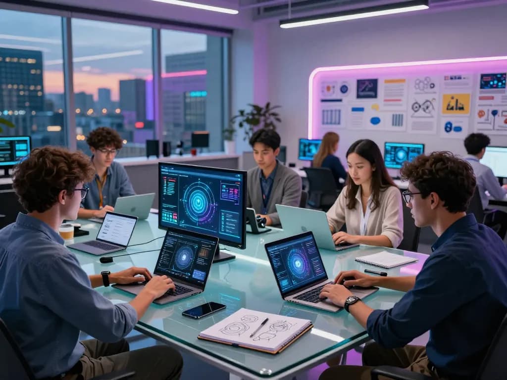 Dynamic workspace showcasing innovative AI collaboration, featuring juicy ai technologies in action.