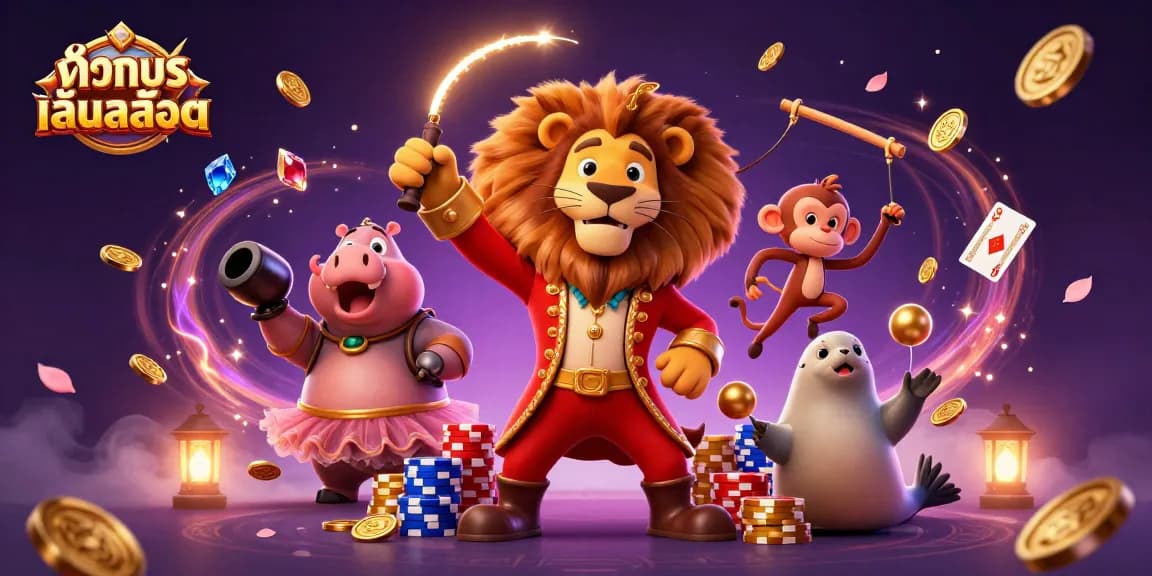 Experience ทดลองเล่นสล็อต with an exciting scene of vibrant characters and dynamic casino elements.