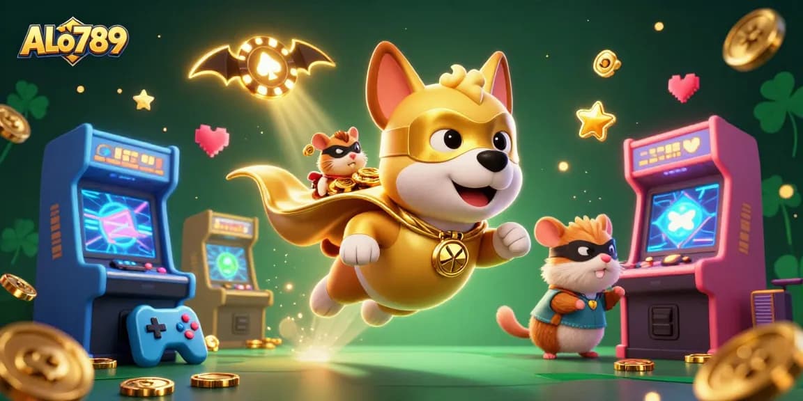 Experience ALo789's excitement with a superhero dog and hamster in a colorful casino-inspired adventure!