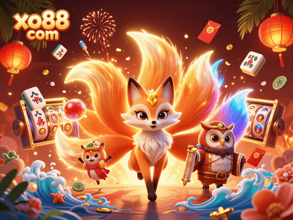 Experience the magic of xo88 com with a vibrant 3D illustration capturing casino excitement.