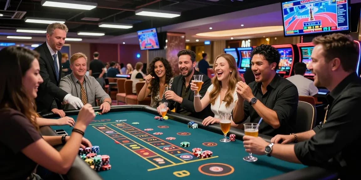 Exciting gambling scene at XN88.COM casino with diverse players engaging at a roulette table.
