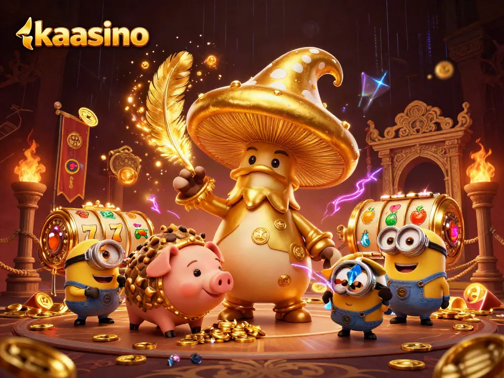 Experience the magic of kaasino with a vibrant 3D illustration showcasing enchanting casino elements.
