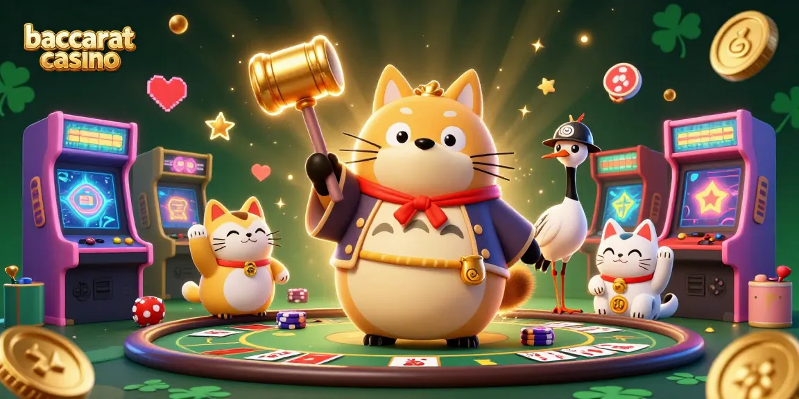 Baccarat casino excitement captured in a vibrant 3D scene featuring colorful characters and gaming elements.
