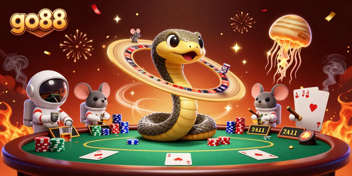 Engage in the thrilling ambiance of go88 as tiny astronaut mice bet on Saturn's rings while the cosmic dealer supervises the action.