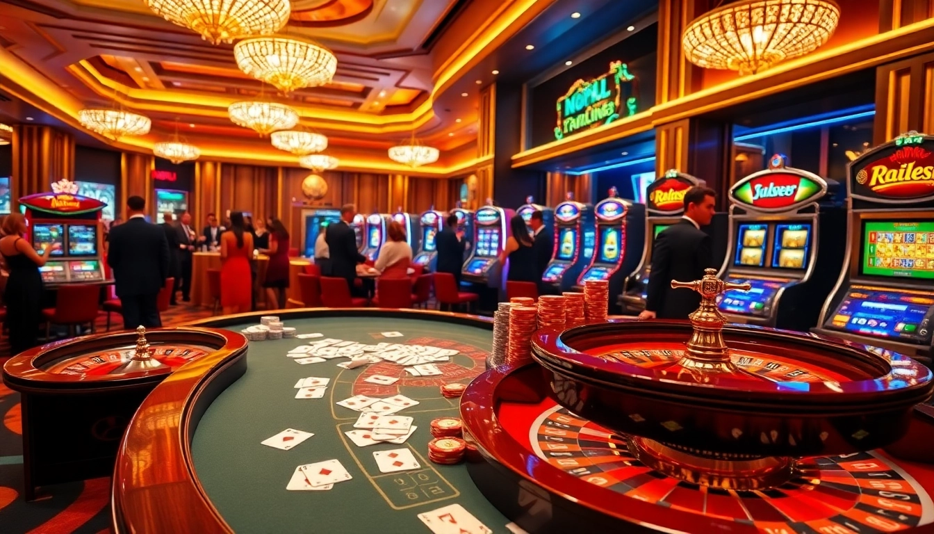 Nohu casino excitement with vibrant roulette wheels, poker chips, and stylish players at the gaming table.