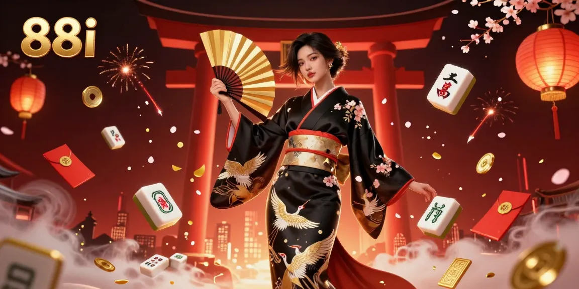 Experience thrilling gameplay at 88i with dynamic elements promoting cherry blossoms and festive gaming tiles.