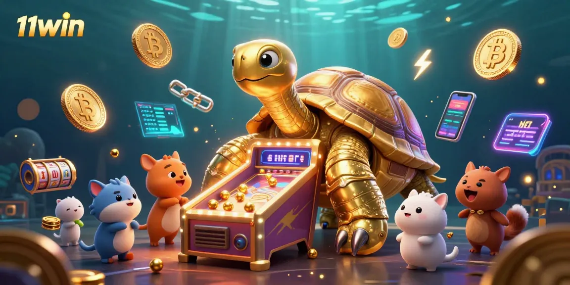 Experience thrilling gameplay at 11WIN with a vibrant 3D illustration featuring digital casino elements.