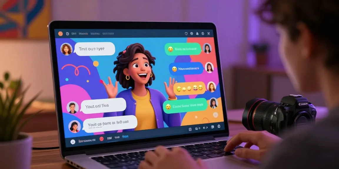 Engaging NSFW character AI interaction with vibrant visuals and playful chat bubbles, emphasizing immersive user experience.