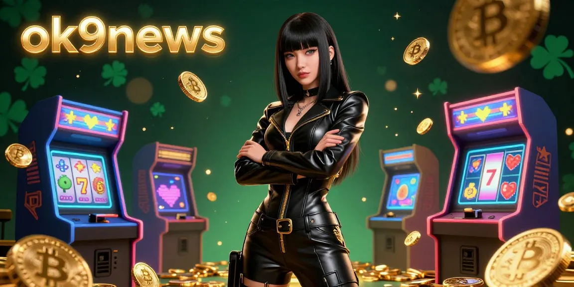Engage with thrilling casino gameplay at ok9news, showcasing Asian female character surrounded by vibrant gambling elements.