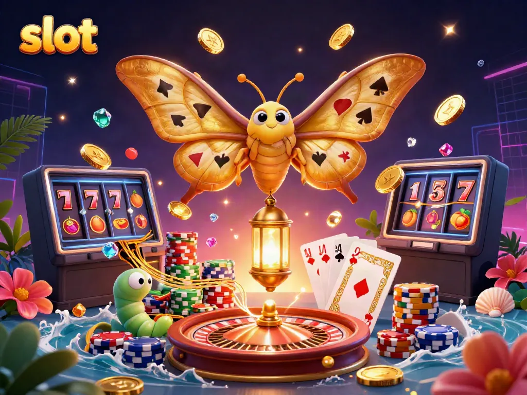 Engage with thrilling slot games featuring colorful roulette and rich jackpots in a vibrant casino scene.