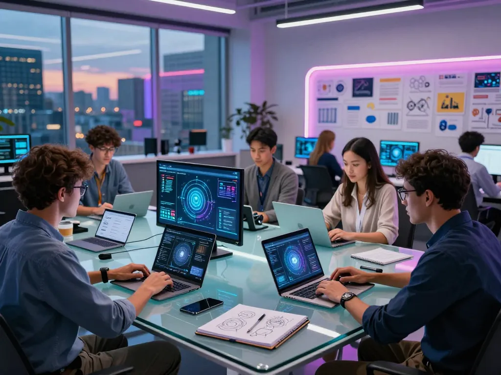 Dynamic workspace showcasing innovative AI collaboration, featuring juicy ai technologies in action.