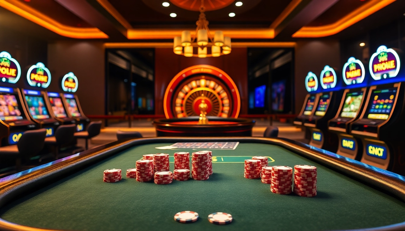 A dynamic online gambling scene featuring nhà cái gg88 with colorful casino tables and immersive gameplay.