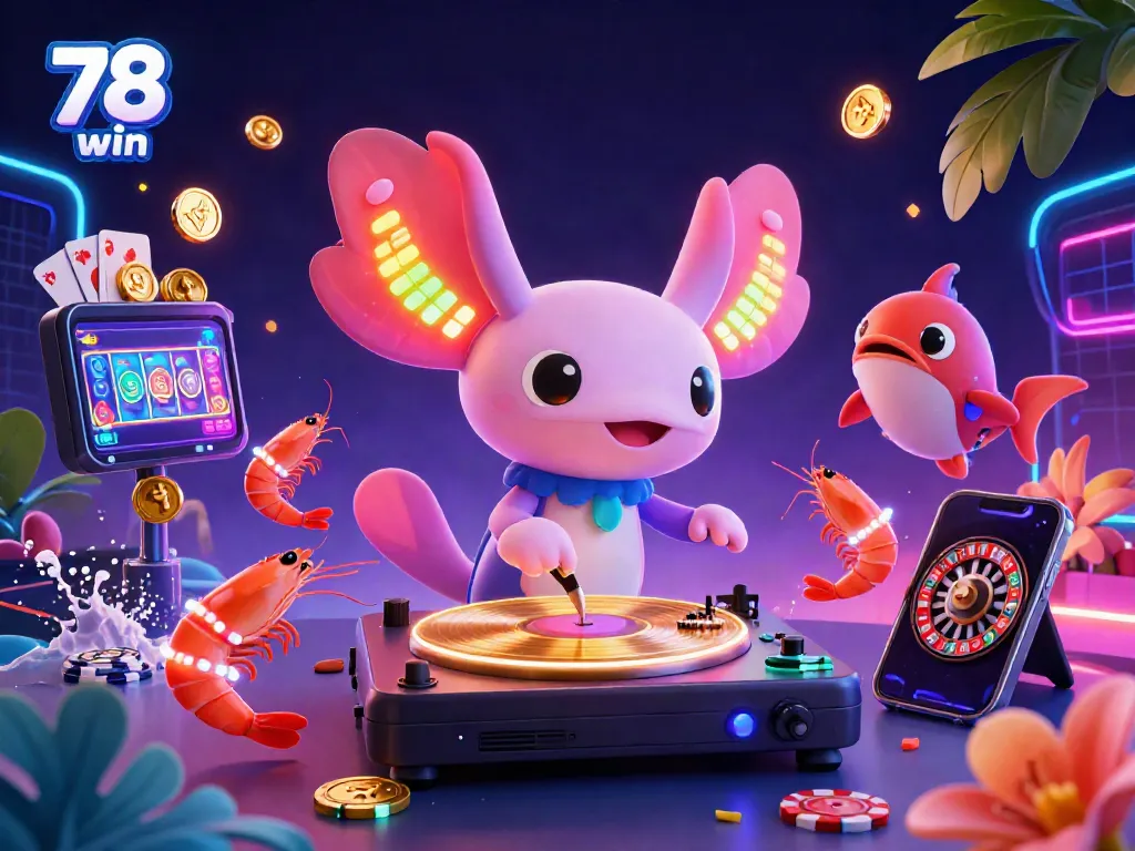 Experience the excitement of 78 win with vibrant underwater casino characters spinning slots and generating winning moments.