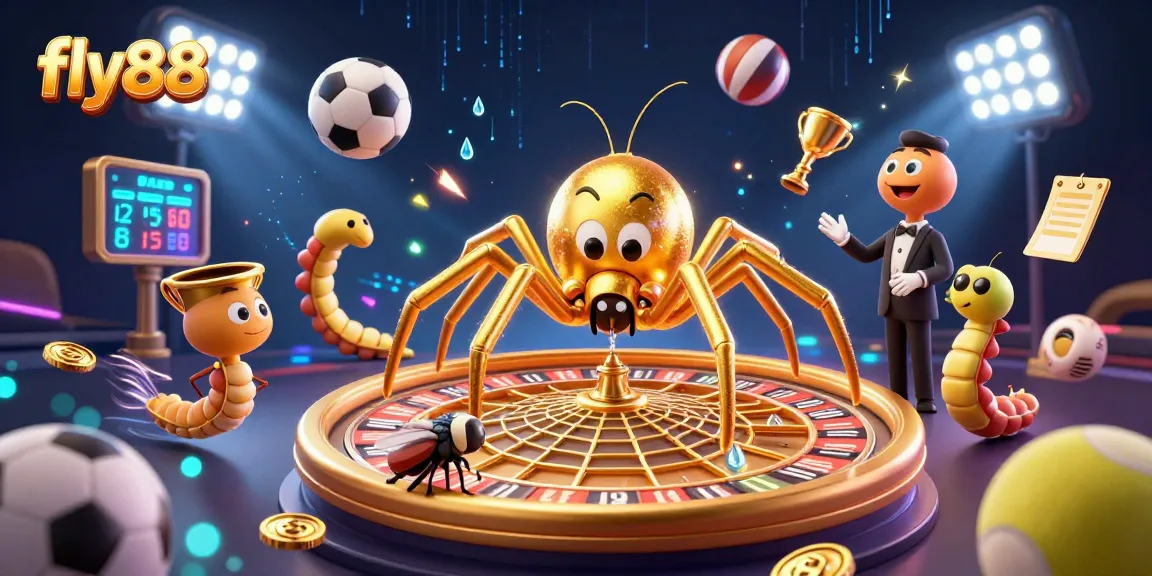 Experience thrilling bets with fly88 at this vibrant 3D casino scene featuring engaging elements.