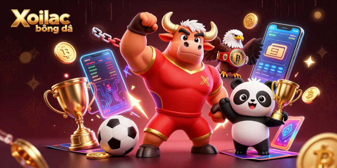 Xoilac bóng đá sports betting illustration with vibrant characters and gambling elements