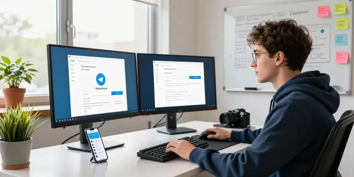 Download Telegram on multiple devices in a modern workspace setting